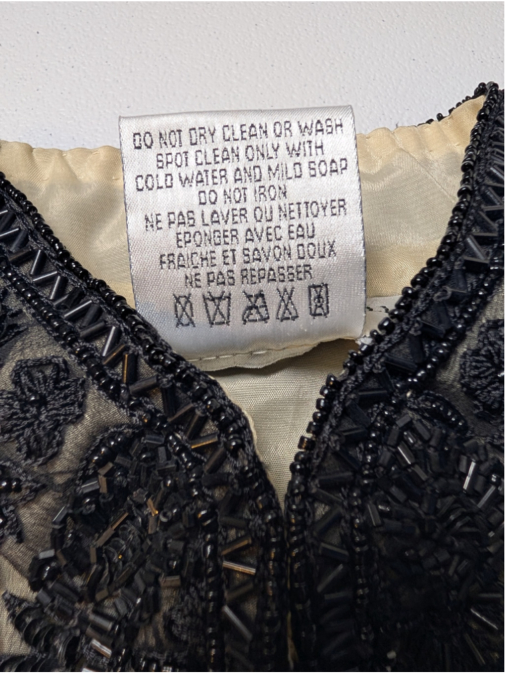 Vintage Adrianna Papell Evening Black Beaded Silk Jacket 90s Size L Y2K Formal - Picture 16 of 16
